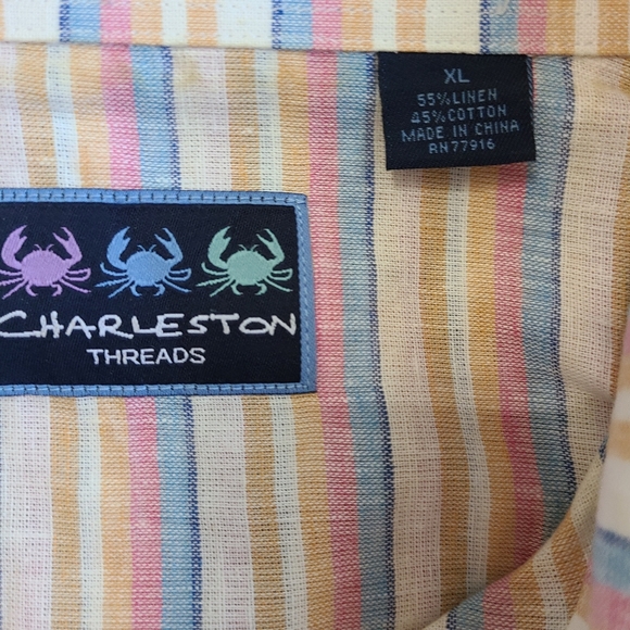 (656) Charleston Threads Men's Casual Linen Short Sleeve Button Down Shirt, XL - Picture 8 of 15